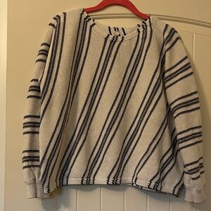 Margaret O’Leary Striped Cream and Black Cotton Women's Sweater